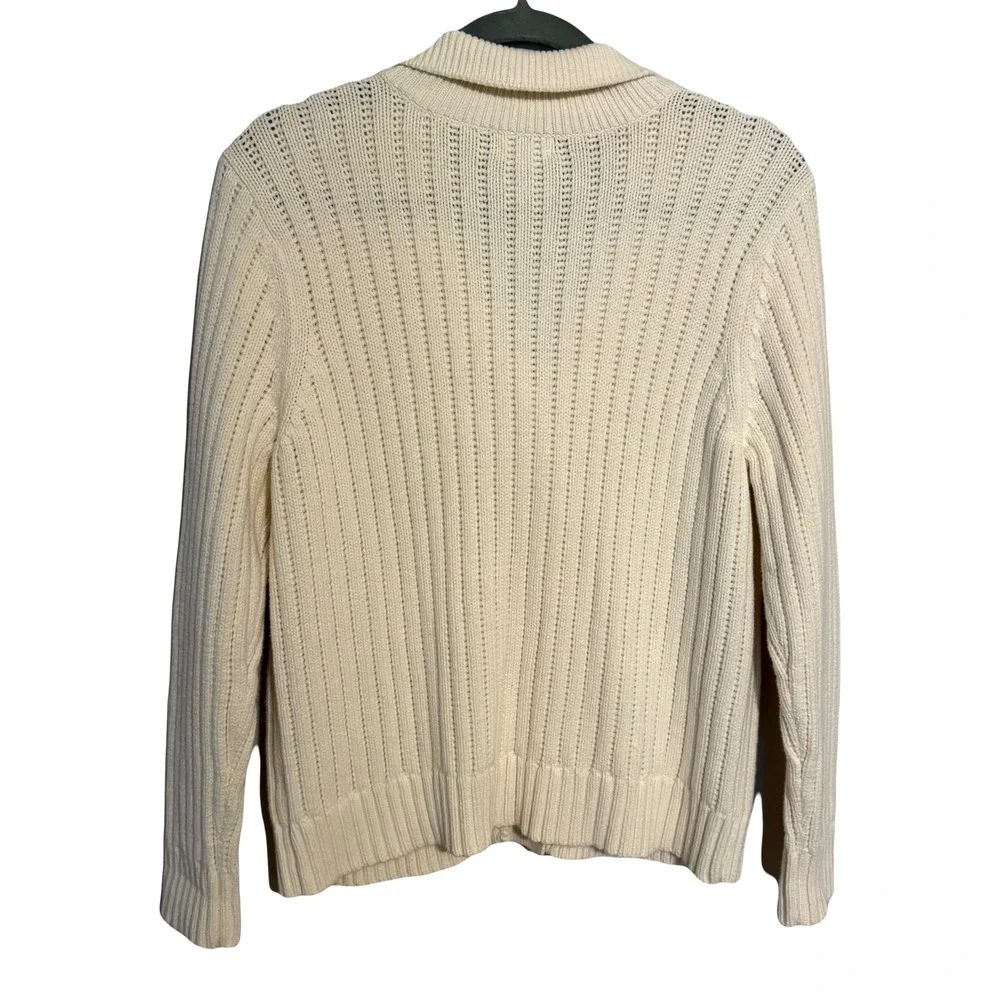 Vintage Fisherman Cream Cable Knit Button Front‎ Cardigan Sweater XL